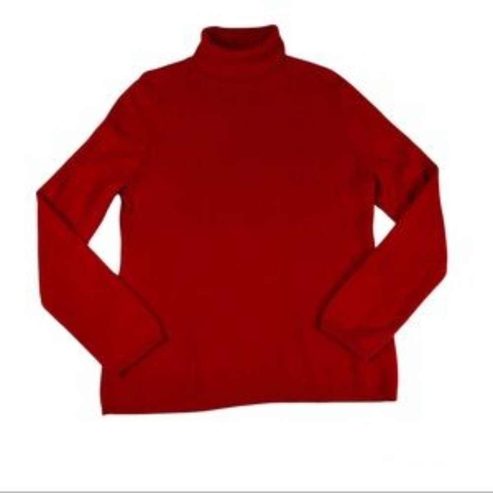 Charter Club Cashmere Sweater Women’s L Red Turtleneck Classic Coastal Grandma